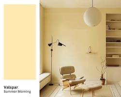 soft buttery yellow bedroom paint interior design, AI generated